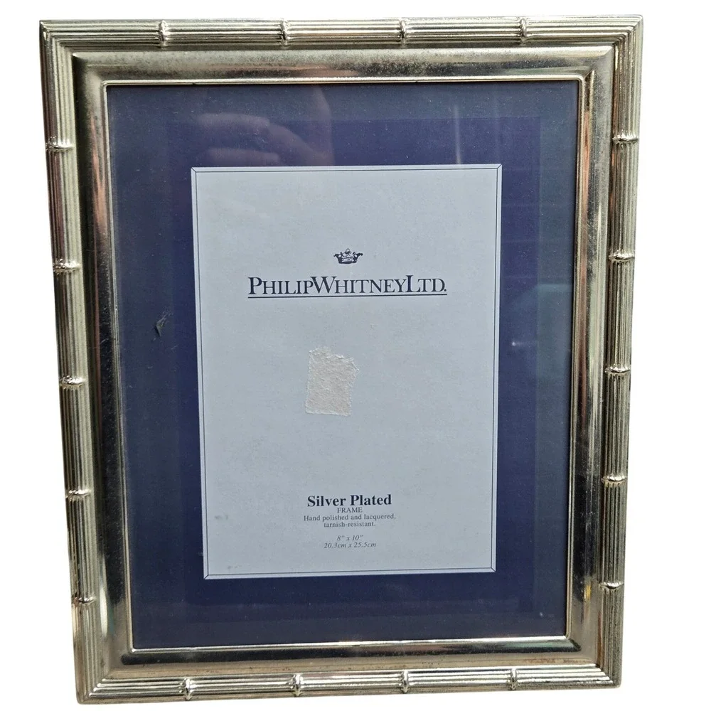 Philip Whitney Silver Plated Faux Bamboo Picture Frame 8x10 Vintage Tabletop